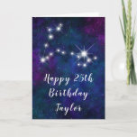 Pisces Zodiac Constellation Happy Birthday Card<br><div class="desc">This cosmic and celestial birthday card can be personalized with a name or title such as mom, daughter, granddaughter, niece, friend etc. The design features the Pisces zodiac constellation on a dark blue and purple watercolor galaxy background with scattered stars. The text combines handwritten script and modern serif fonts for...</div>