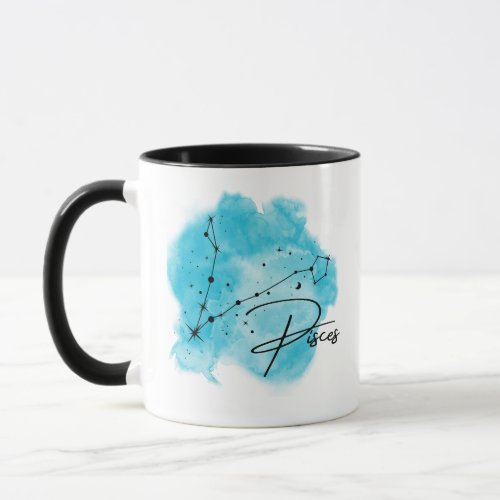 Pisces Zodiac Constellation Watercolor Mug