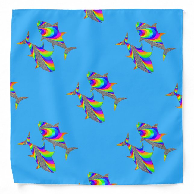 Pisces Zodiac Design Blue Bandana (Front)