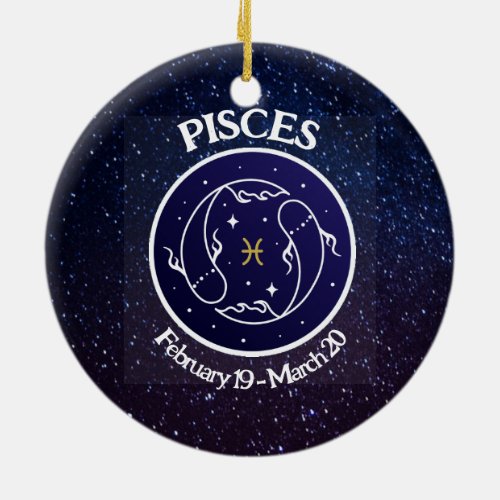 Pisces Zodiac Design Ceramic Ornament