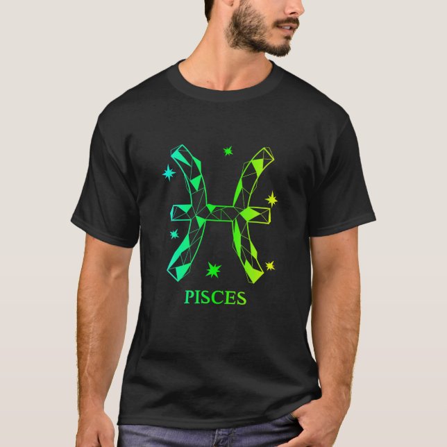 Pisces Zodiac Design With Stars T-Shirt (Front)