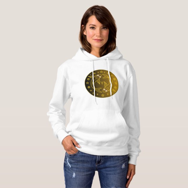 Pisces Zodiac Emblem | Minimal Celestial Symbol Hoodie (Front Full)