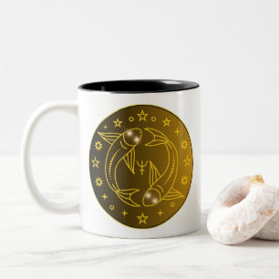 Pisces Zodiac Emblem Minimal Celestial Symbol Two-Tone Coffee Mug