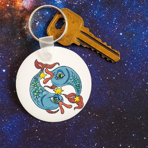 Pisces Zodiac Fish Celestial Astrology Keychain