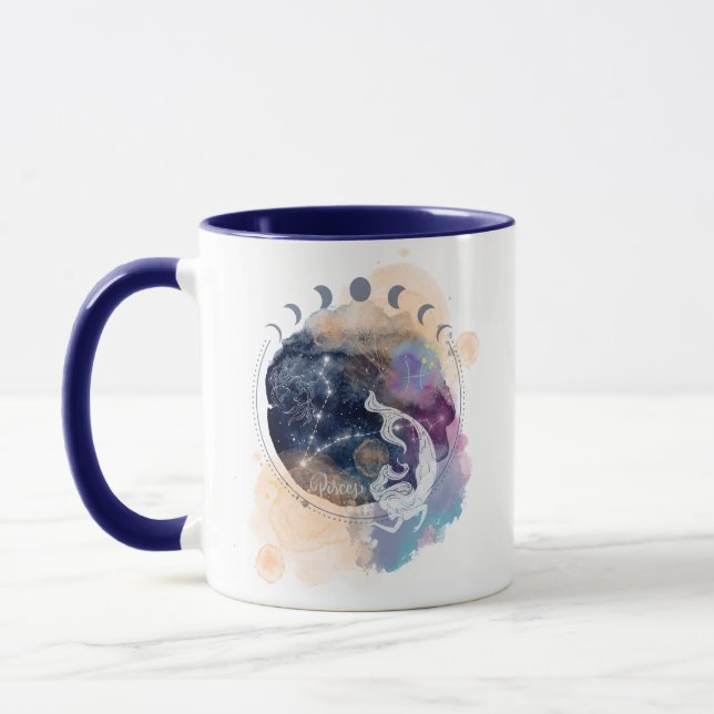 Pisces Zodiac flower mug for birthday gift  (Left)