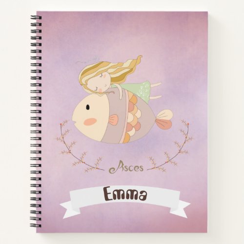 Pisces Zodiac Girl With A Name Spiral Notebook
