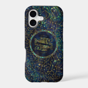 Pisces Zodiac Gold Abalone on Constellation iPhone 17 Case