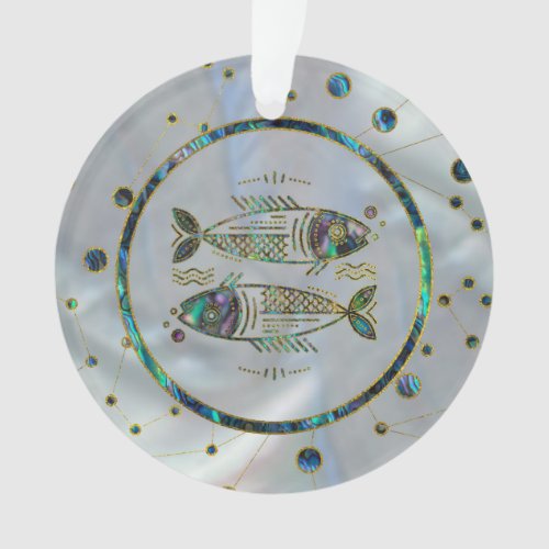 Pisces Zodiac Gold Abalone on Constellation Ornament