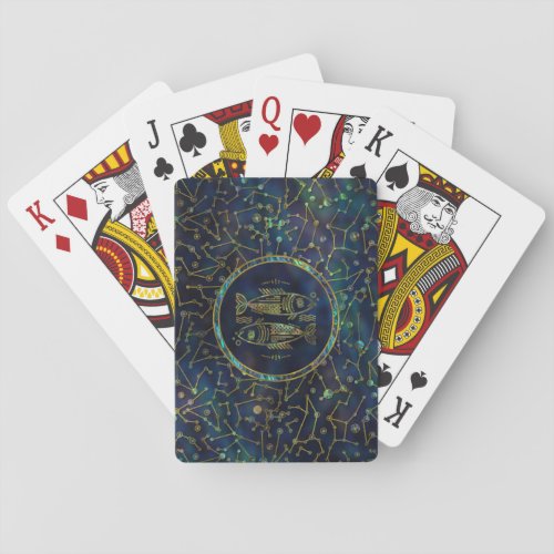 Pisces Zodiac Gold Abalone on Constellation Poker Cards