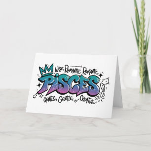 Pisces Zodiac Graffiti  Card