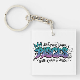 Pisces Zodiac Graffiti Keychain