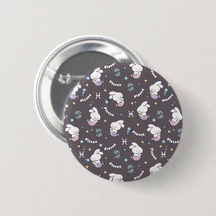 Pisces Zodiac Harmony: Bunny Mermaids Pattern Button