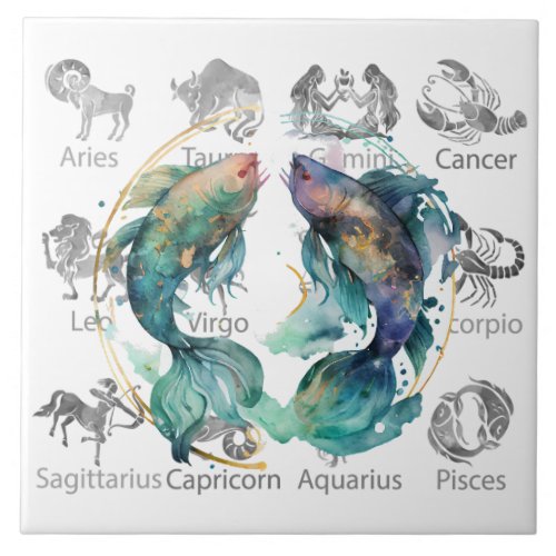 Pisces Zodiac Horoscope Astrology Ceramic Tile