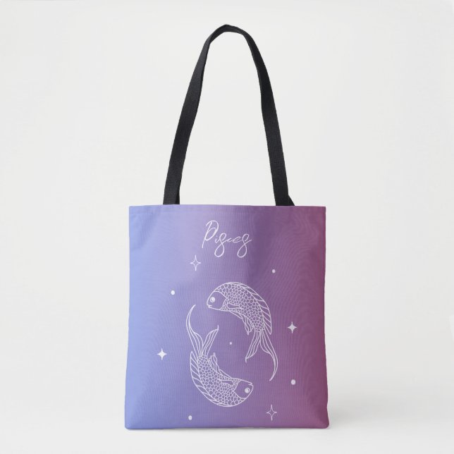 Pisces zodiac horoscope star sign gradient tote bag (Front)