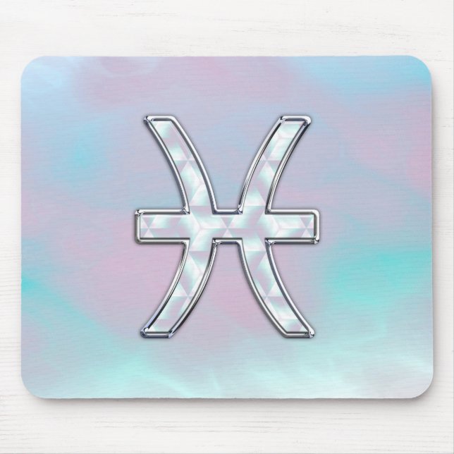 Pisces Zodiac Mother of Pearl Style Decor Mouse Pad (Front)
