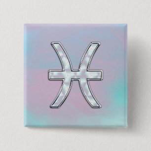 Pisces Zodiac Mother of Pearl Style Decor Pinback Button