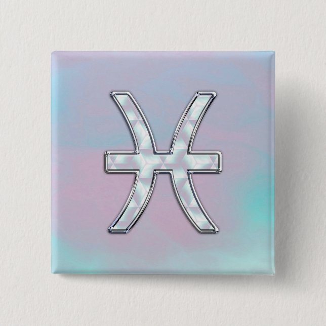 Pisces Zodiac Mother of Pearl Style Decor Pinback Button (Front)