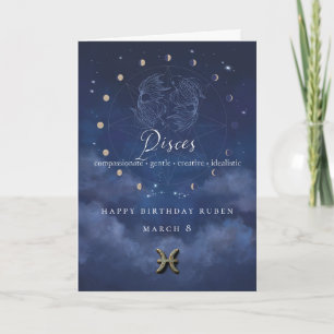 Pisces Zodiac Personalized Birthday Card