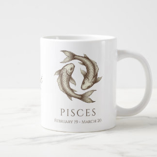 Pisces Zodiac Personalized Name & Birth Date Giant Coffee Mug