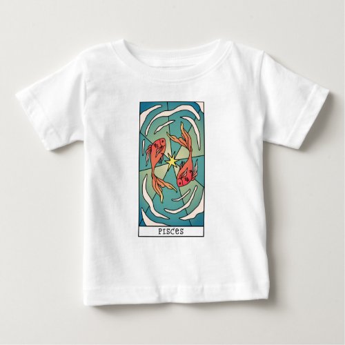 Pisces Zodiac Sign Abstract Art Vintage Baby T_Shirt