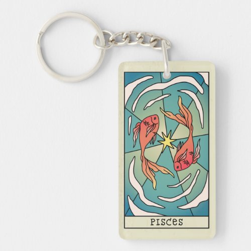 Pisces Zodiac Sign Abstract Art Vintage Keychain