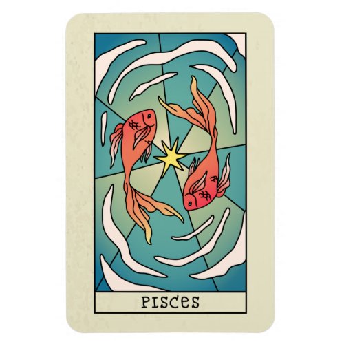 Pisces Zodiac Sign Abstract Art Vintage  Magnet