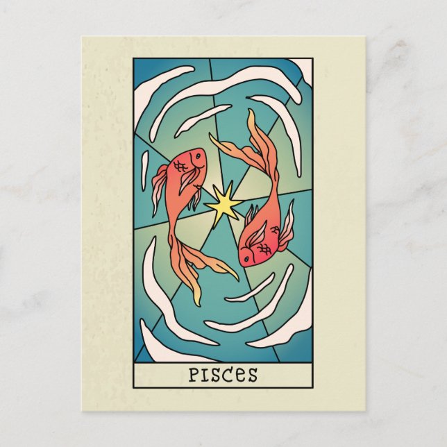 Pisces Zodiac Sign Abstract Art Vintage Postcard (Front)