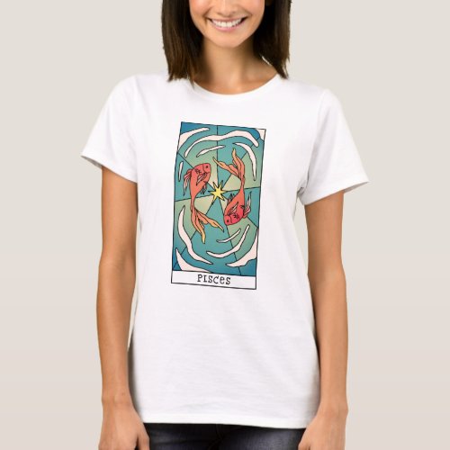 Pisces Zodiac Sign Abstract Art Vintage T_Shirt