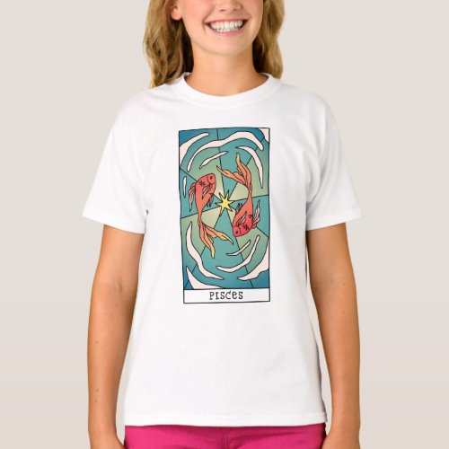 Pisces Zodiac Sign Abstract Art Vintage T_Shirt