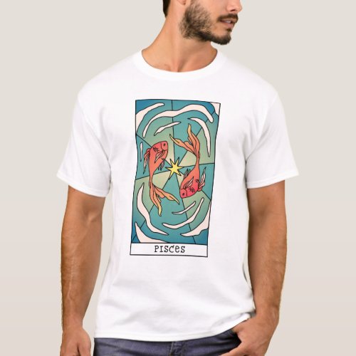 Pisces Zodiac Sign Abstract Art Vintage  T_Shirt