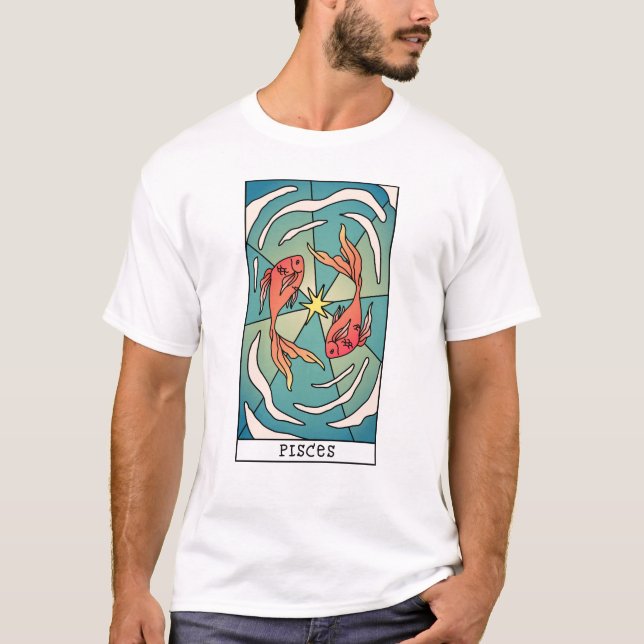 Pisces Zodiac Sign Abstract Art Vintage  T-Shirt (Front)