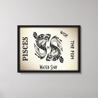 Pisces Zodiac Sign and Symbol Wrapped Canvas
