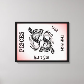 Pisces Zodiac Sign and Symbol Wrapped Canvas