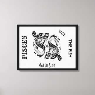 Pisces Zodiac Sign and Symbol Wrapped Canvas