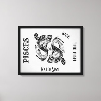 Pisces Zodiac Sign and Symbol Wrapped Canvas