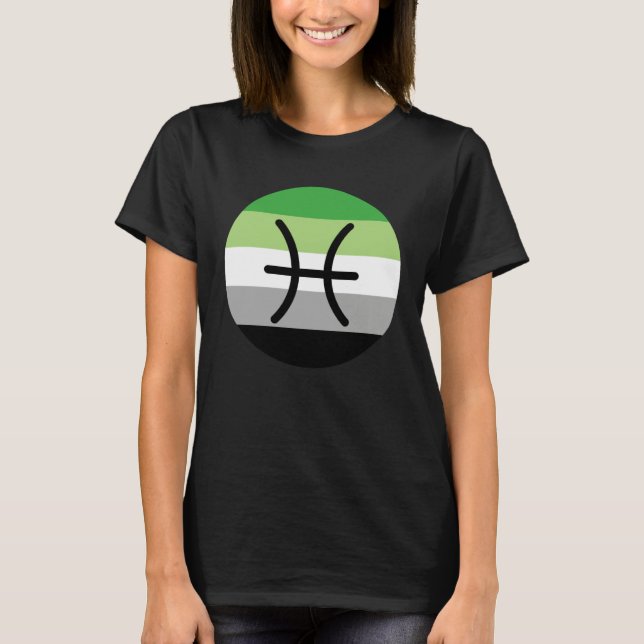Pisces Zodiac Sign Aromantic Pride LGBTQ Aro Pride T-Shirt (Front)