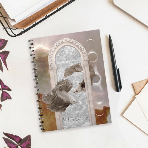 Pisces Zodiac Sign Astrology Collage Notebook
