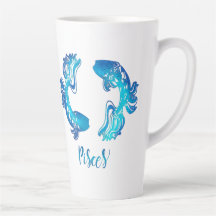 Pisces zodiac sign bright light blue glitter fish