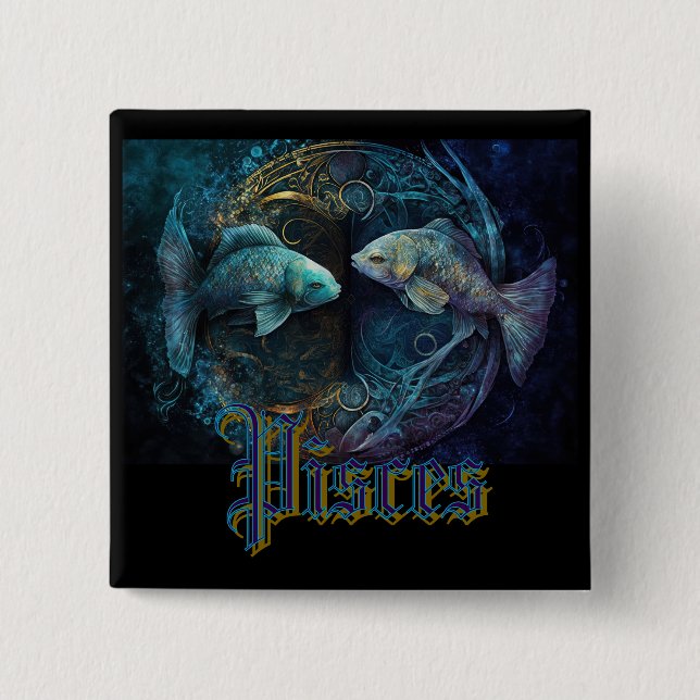 Pisces Zodiac Sign Button (Front)