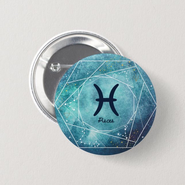 Pisces Zodiac Sign Button (Front & Back)