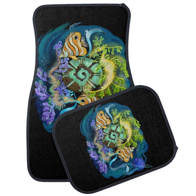 Pisces Zodiac Sign Car Floor Mat (Set)