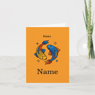 Pisces Zodiac Sign Cartoon Fish Illustration Holiday Card