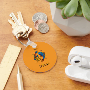 Pisces Zodiac Sign Cartoon Fish Illustration Keychain