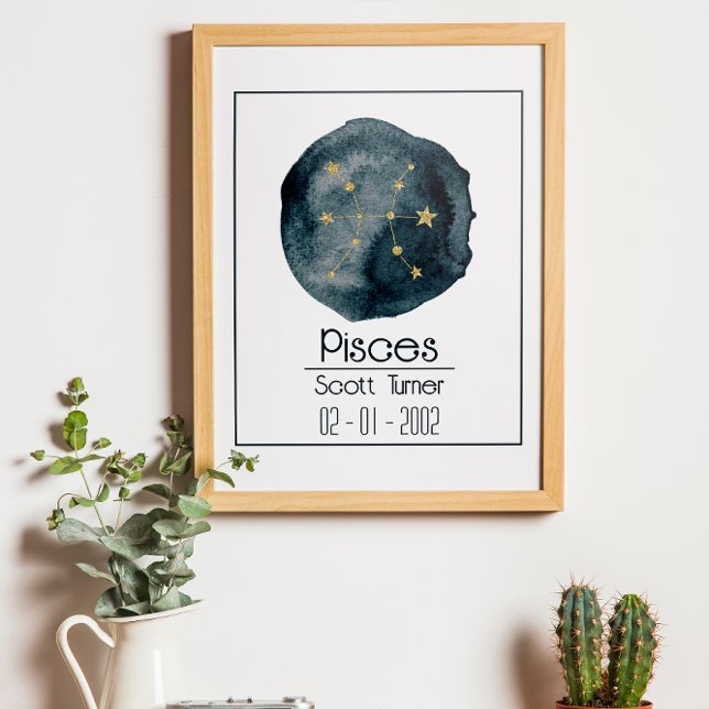 Pisces Zodiac Sign: Custom Name & Birthday Poster (Creator Uploaded)