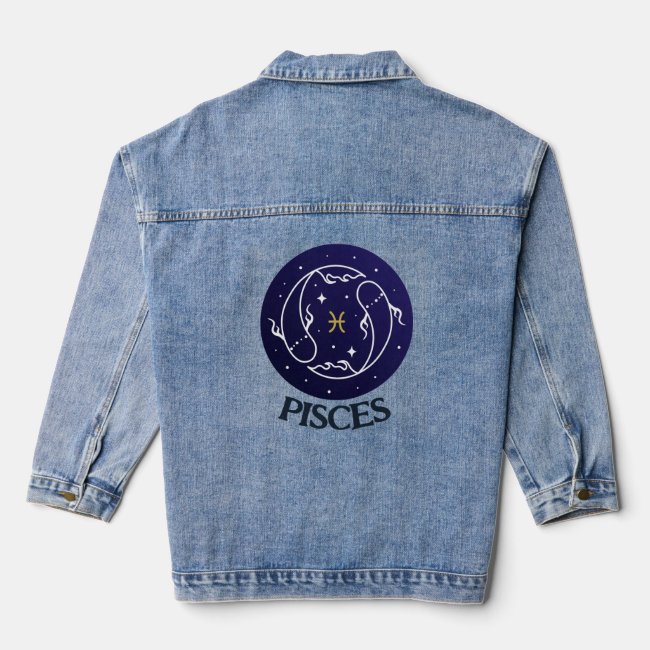 Pisces Zodiac Sign Design Denim Jacket