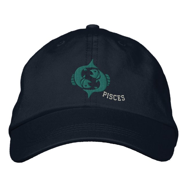 Pisces Zodiac Sign Embroidery Feb 19 - March 20 Embroidered Baseball Cap (Front)
