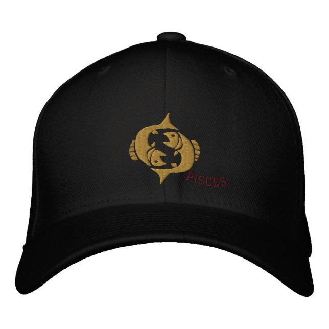 Pisces Zodiac Sign Embroidery Feb 19 - March 20 Embroidered Baseball Hat (Front)