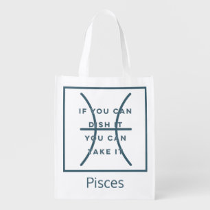 Pisces Zodiac Sign Fun Quote Blue & White Grocery Bag