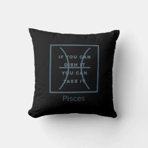 Pisces Zodiac Sign Fun Quote Modern Blue Text Throw Pillow