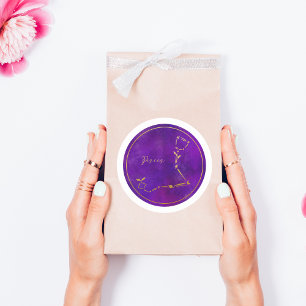 Pisces Zodiac Sign Gold Foil Constellation Classic Round Sticker